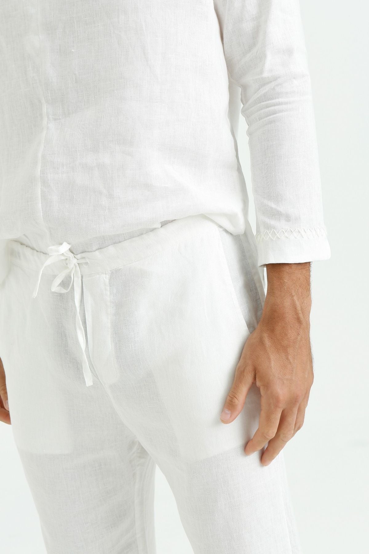 Calça de Linho Cordão - Off White