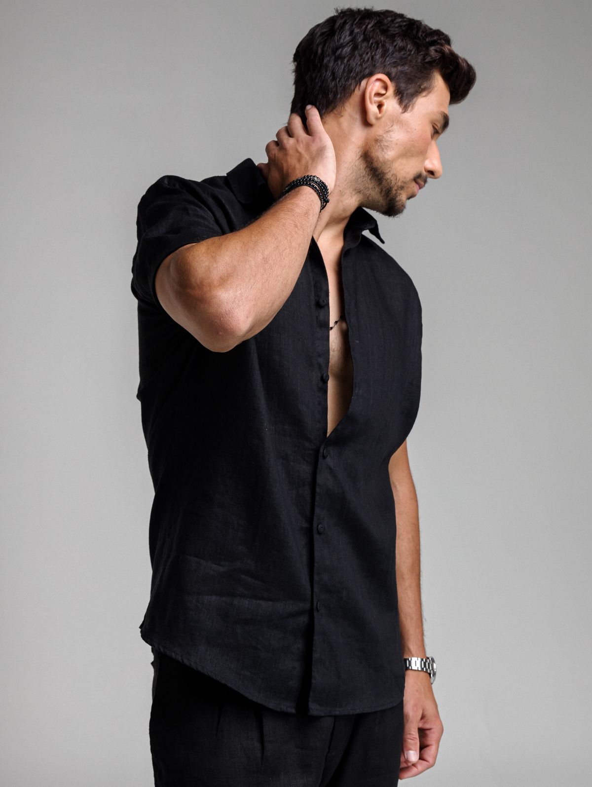 Camisa de Linho MC - Preto
