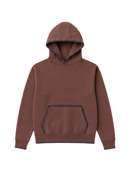 Blusa Moletom Oversized com Bordado - Marrom (Pré-venda)