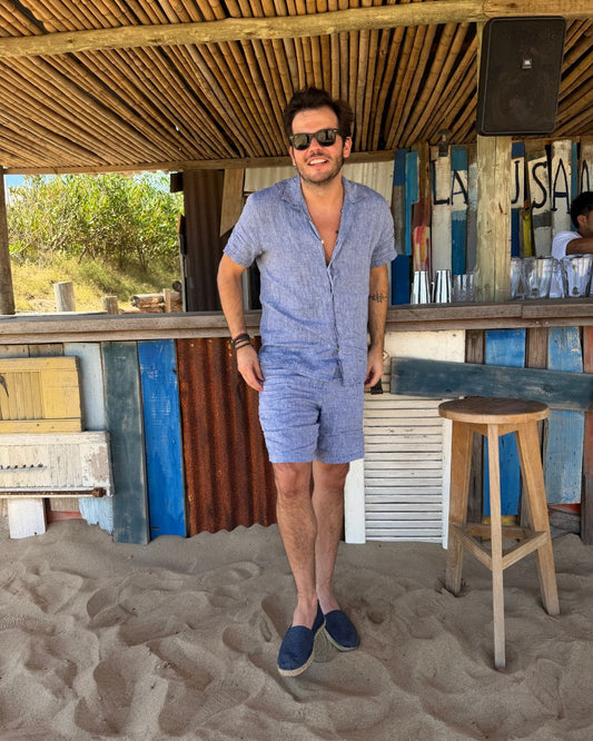 Shorts Opa Linho - Mescla Marinho