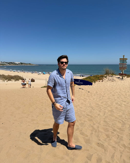 Shorts Opa Linho - Mescla Marinho