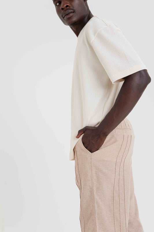 Calça Jogger com Frisos - Natural