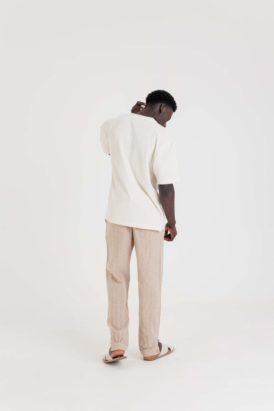 Calça Jogger com Frisos - Natural