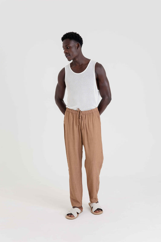 Calça Fluida Texturizada - Terracota