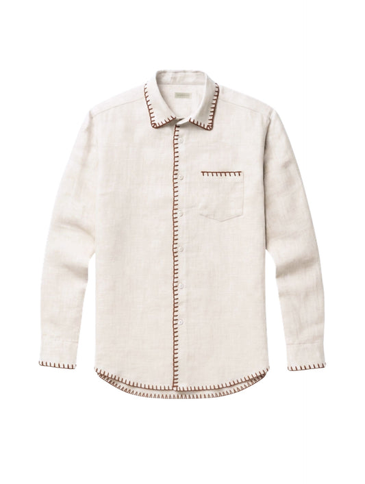 Camisa Linho Jamile - Cru Areia com Bordado
