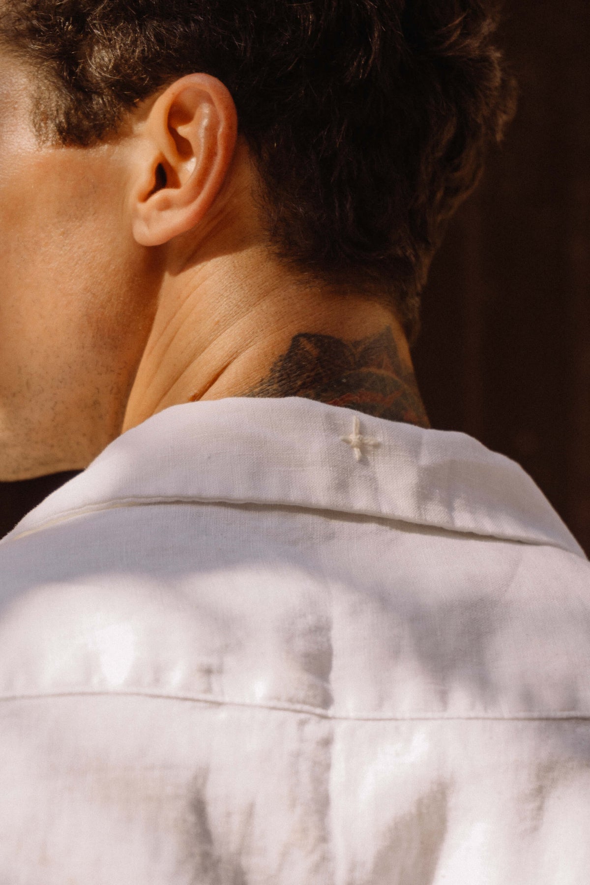 Camisa de Linho Bordada Over MC - Off White