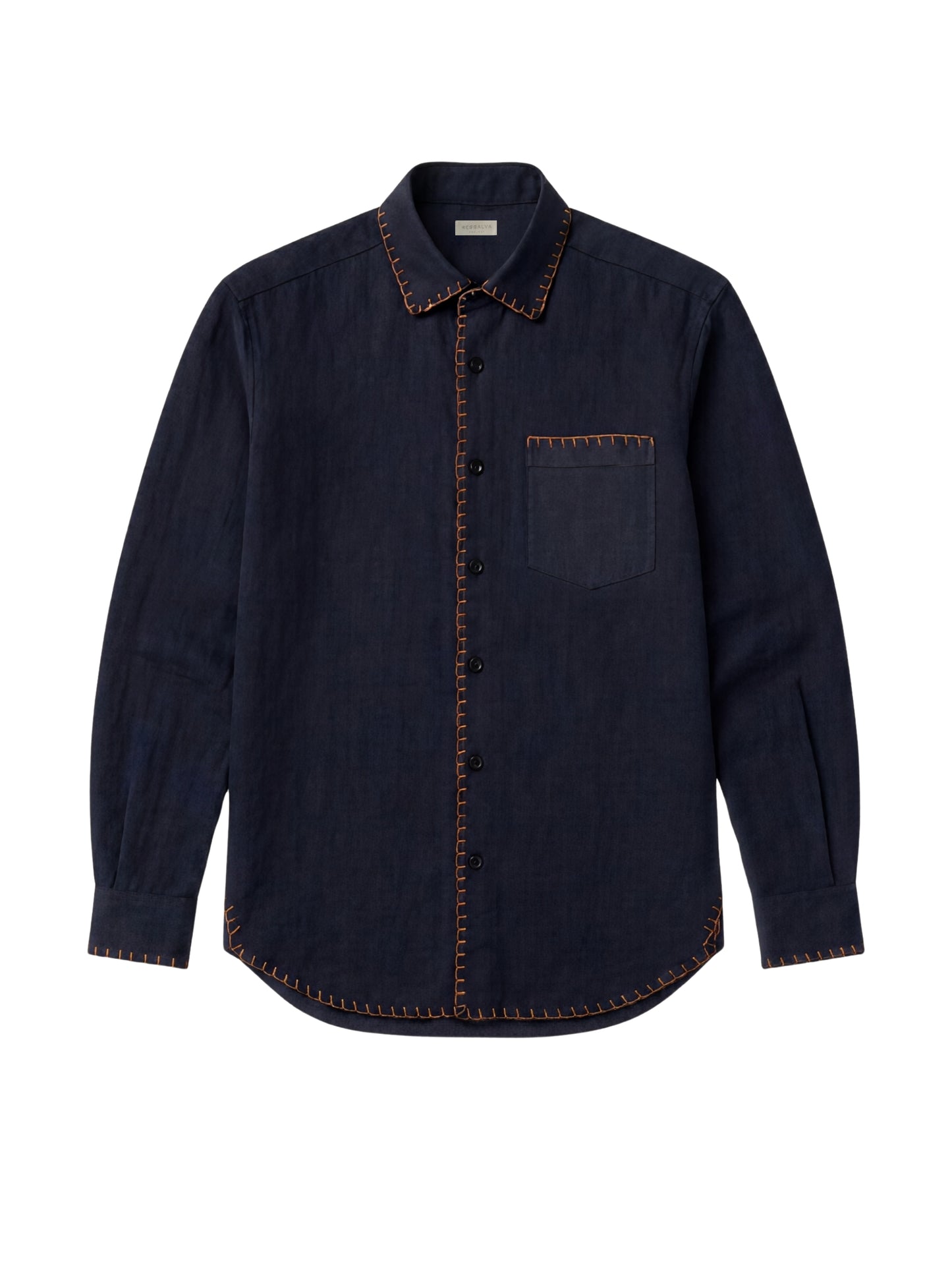 Camisa Linho Jamile - Azul Oceano com Bordado