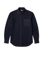 Camisa Linho Jamile - Azul Oceano com Bordado