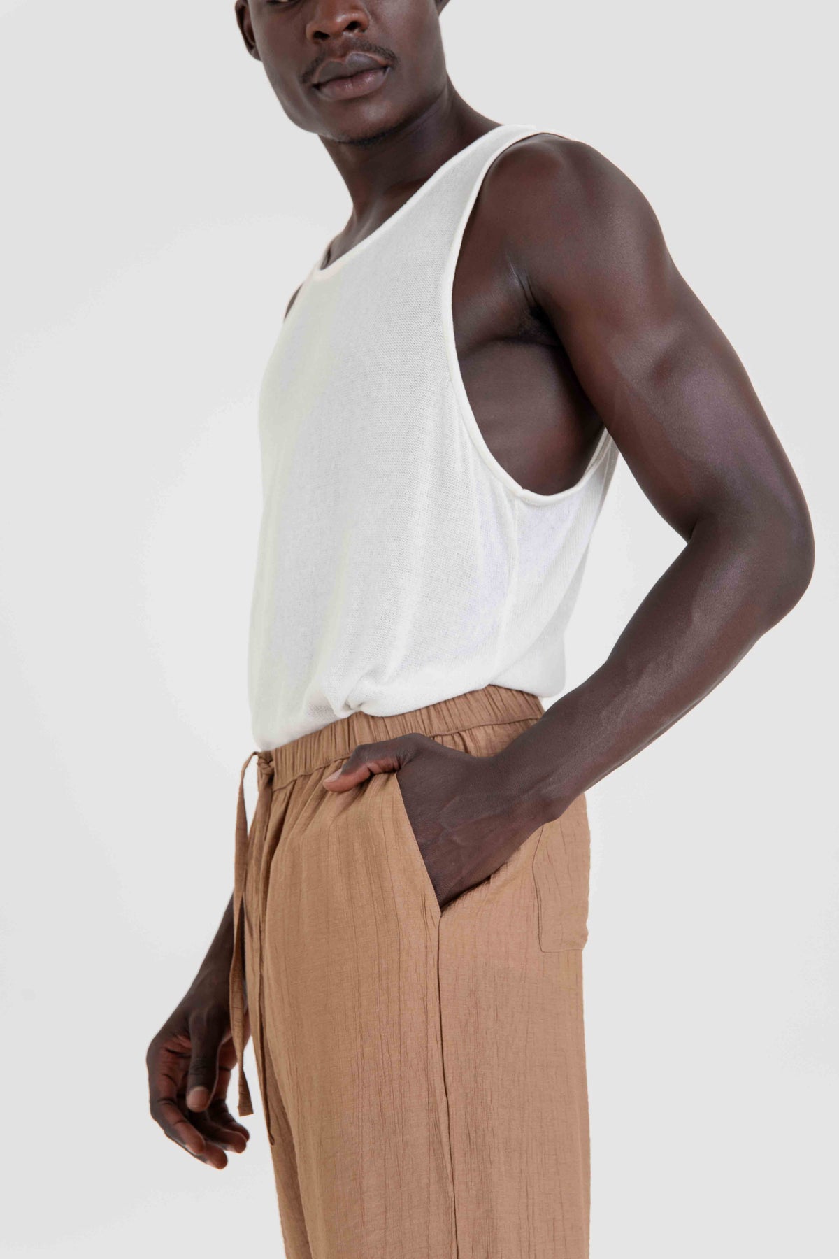 Calça Fluida Texturizada - Terracota