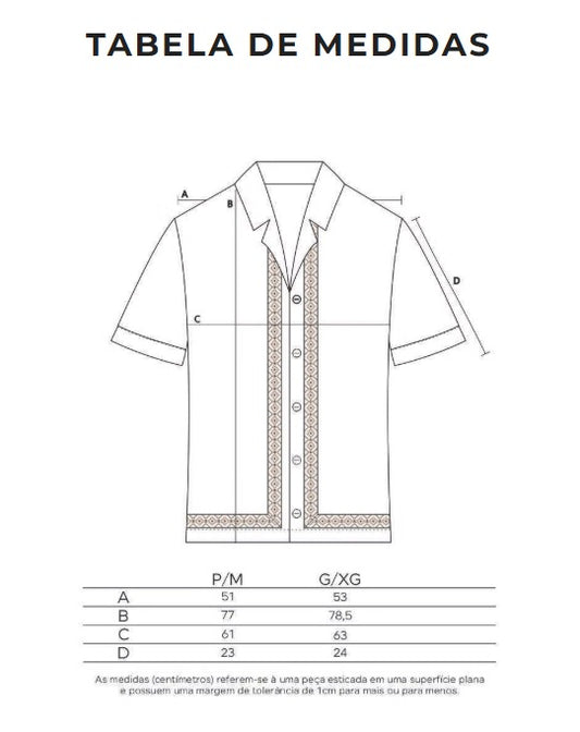 Camisa de Linho Bordada Over MC - Off White