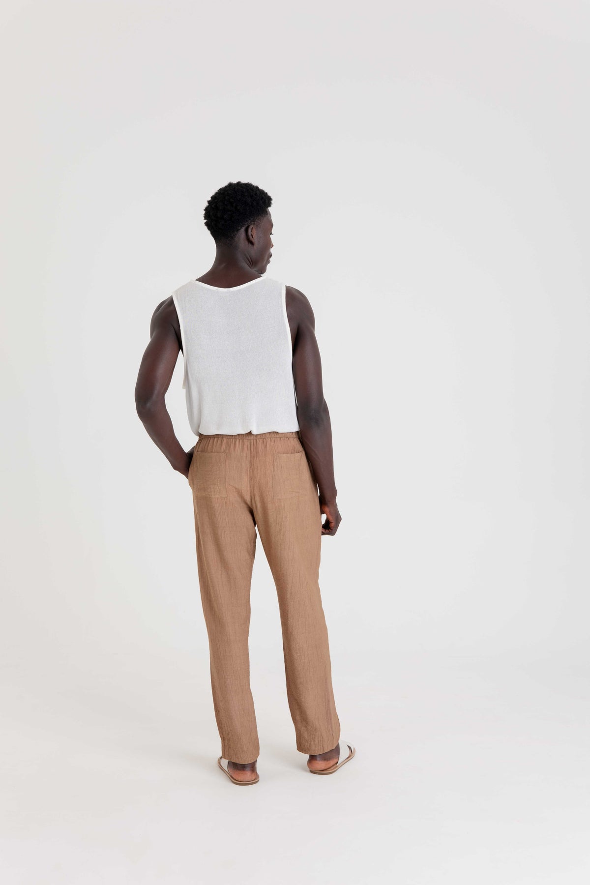 Calça Fluida Texturizada - Terracota