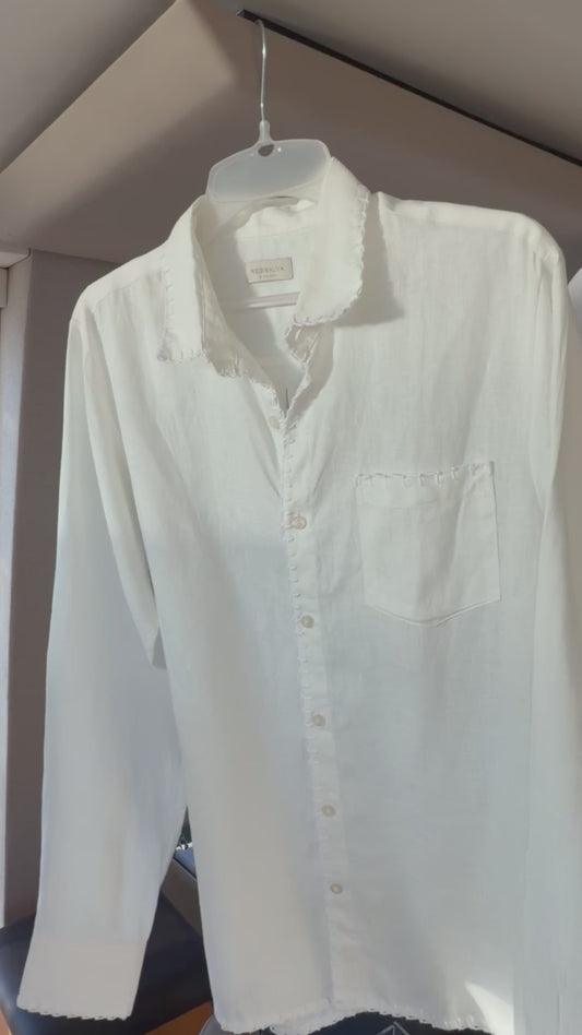Camisa Linho Jamile - Branco com Bordado