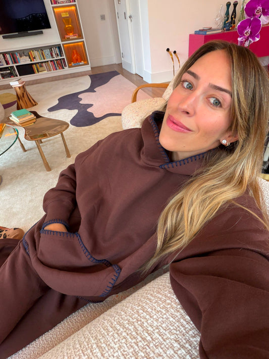 Blusa Moletom Oversized com Bordado - Marrom